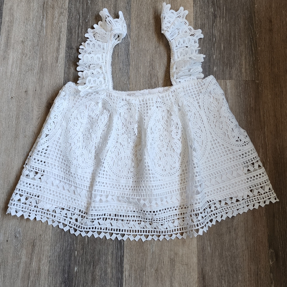 ANTHROPOLOGIE RUFFLED LACE TANK TOP - Picture 2 of 15